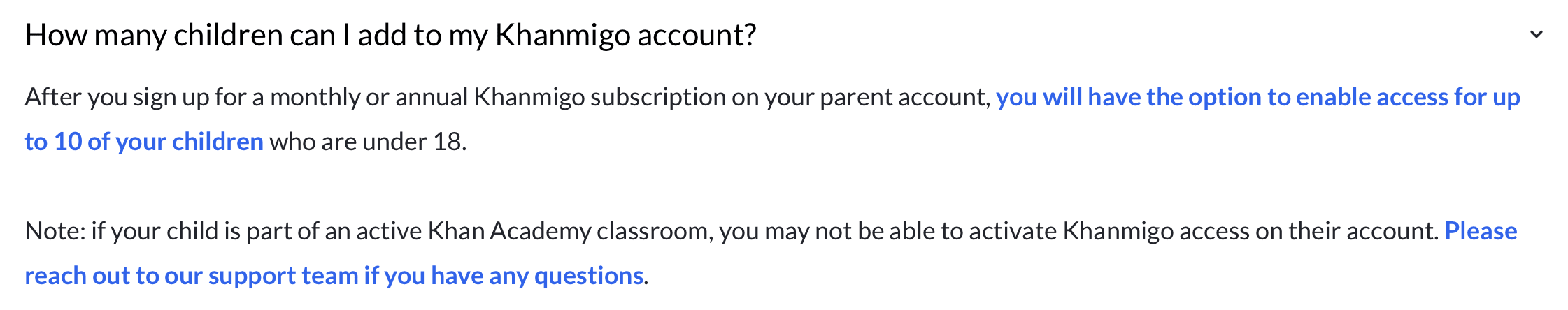 Khanmigo - Parents can add up to 10 Child Accounts