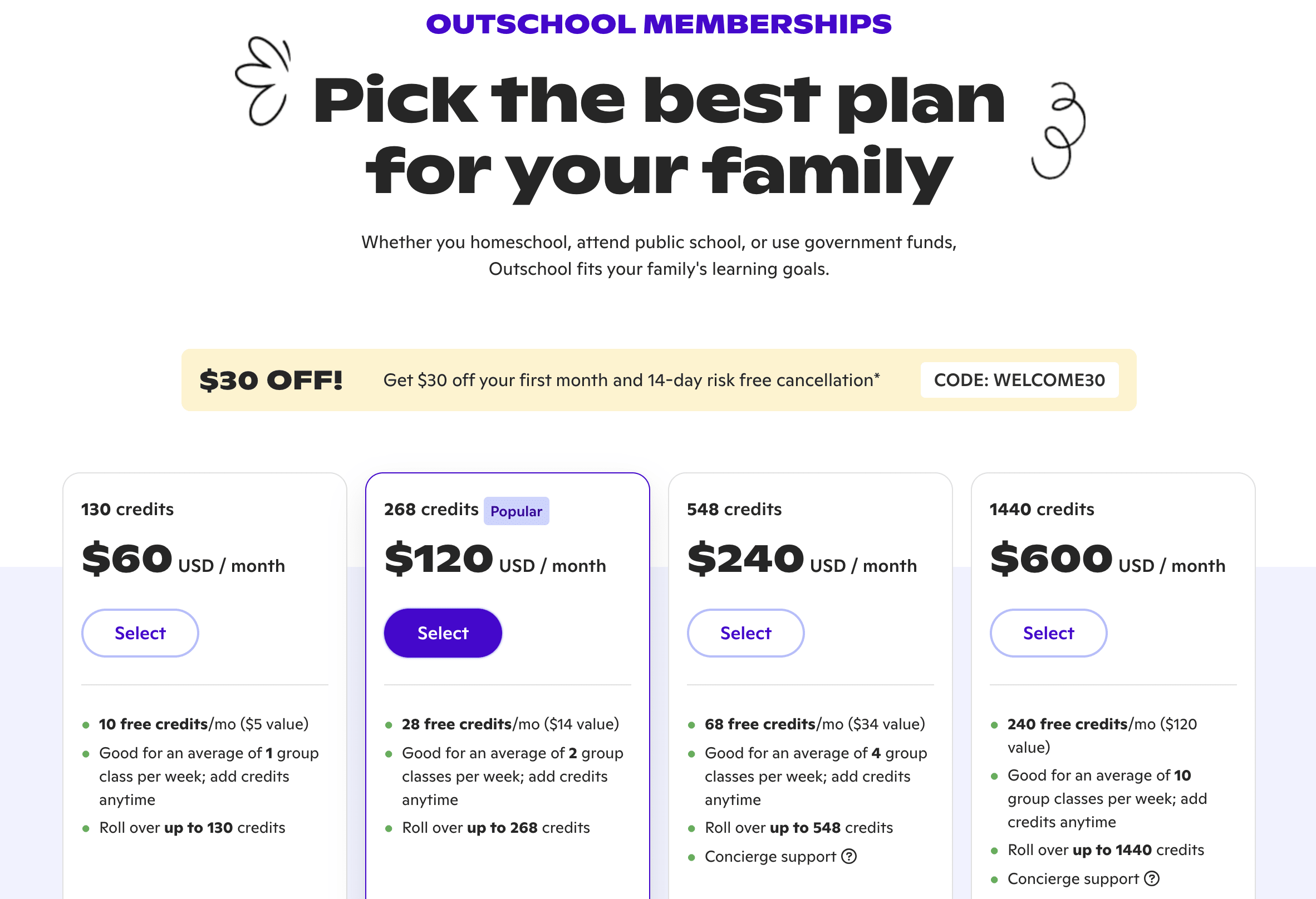 Outschool Membership Plans