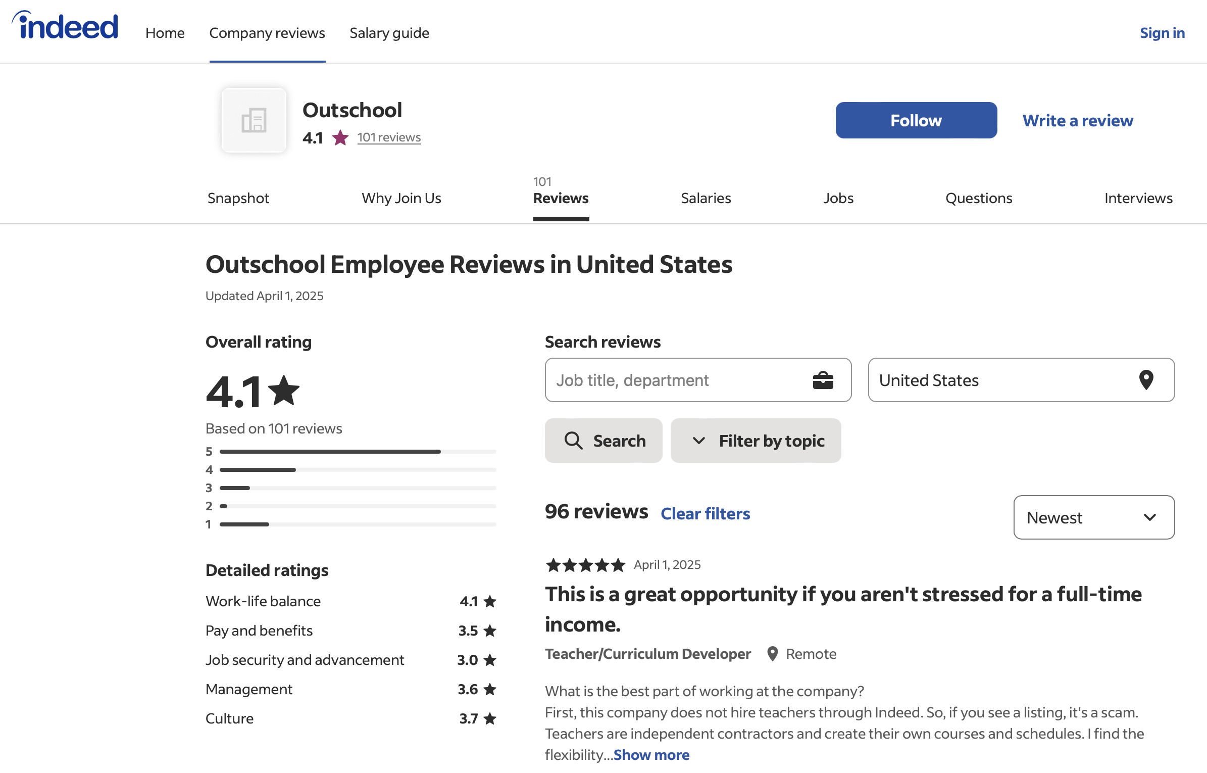 Outschool Reviews on Indeed