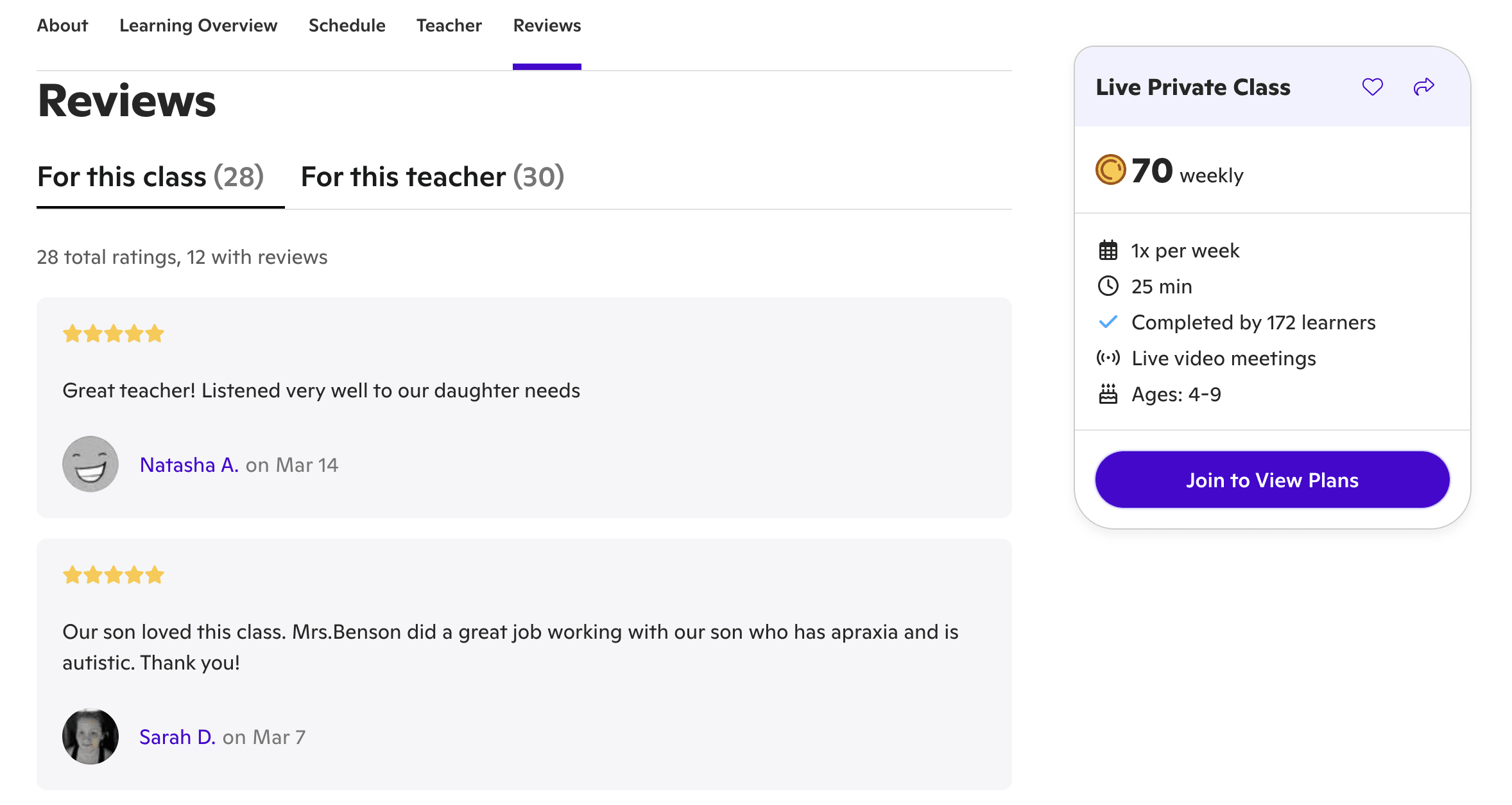 Outschool User Class Reviews
