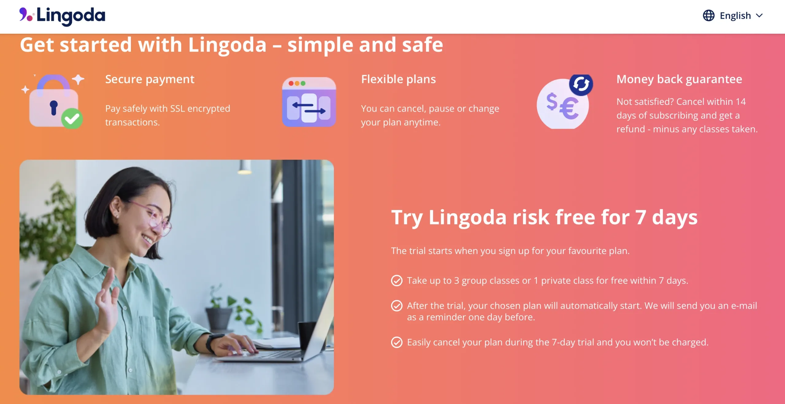 Try Lingoda risk-free