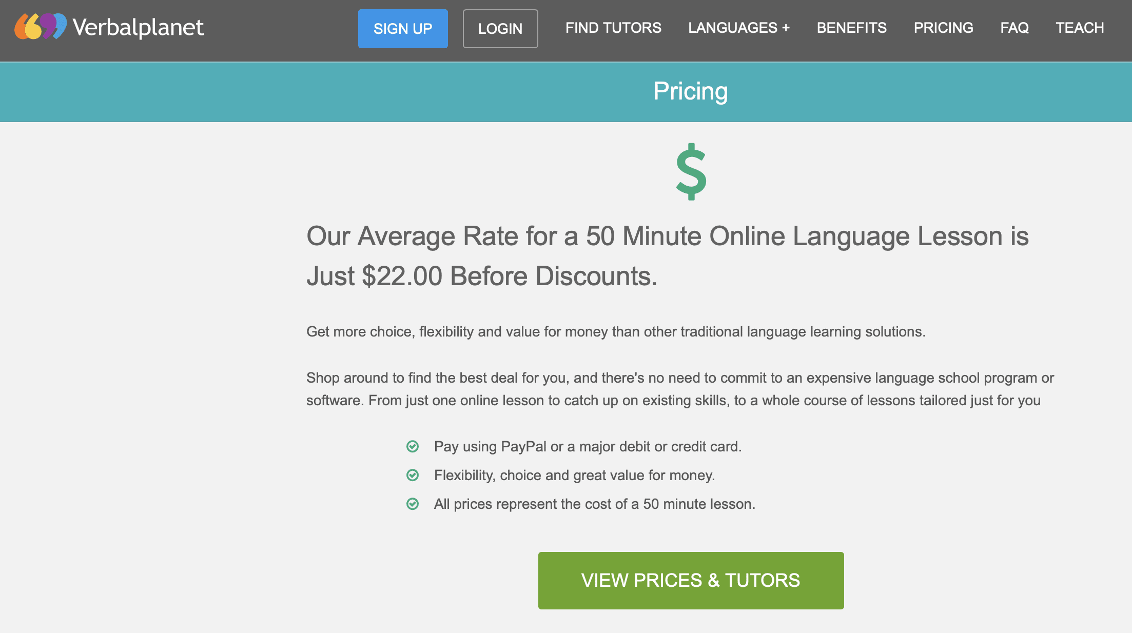 Verbalplanet Pricing