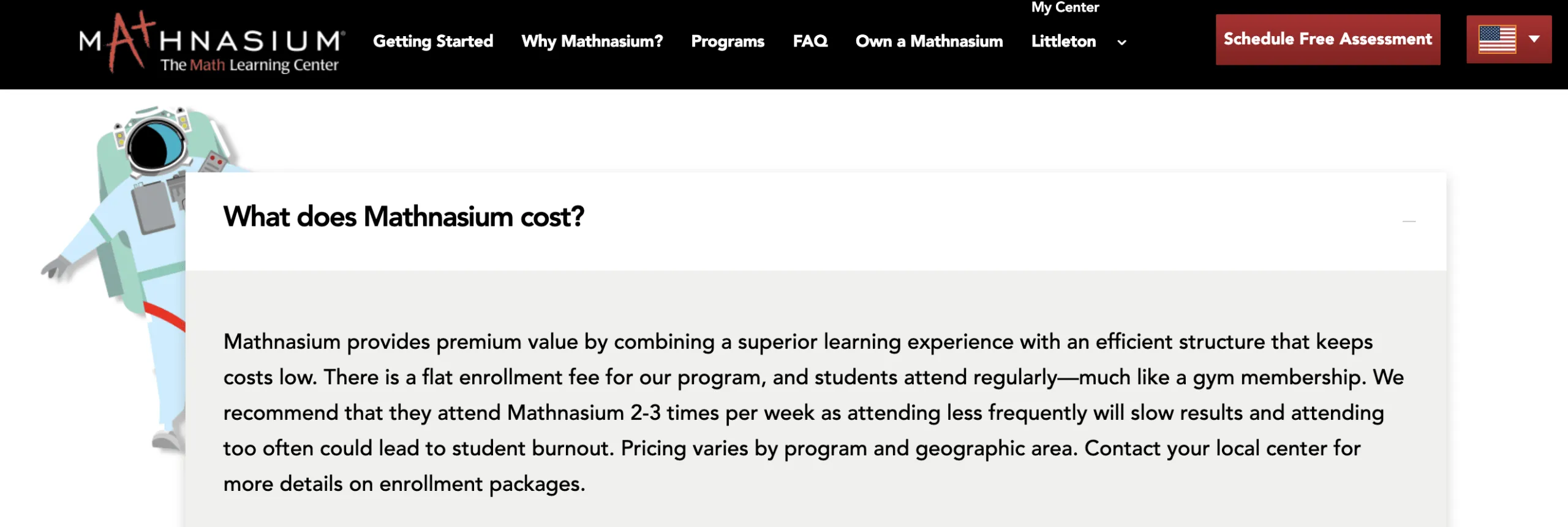 What does Mathnasium cost