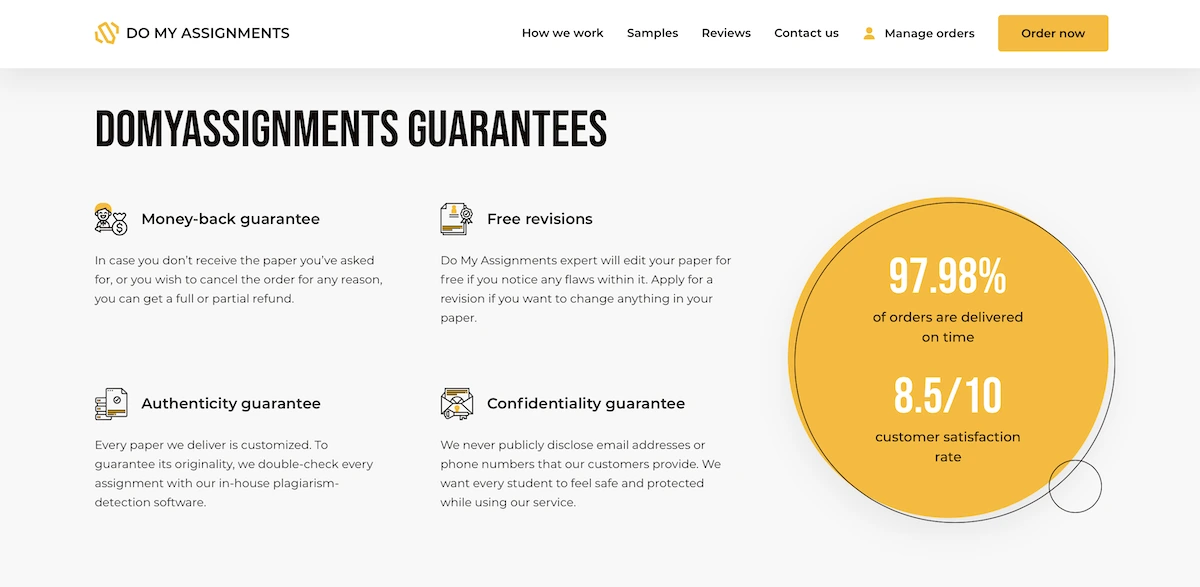 Do my assignment guarantees page