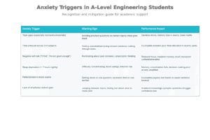 Imaage shown Anxiety triggers in A- level Engineering