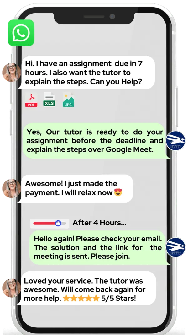 The image consists of a WhatsApp chat between a student and MEB team. The student wants helps with her homework and also wants the tutor to explian the steps over Google meet. The MEB team promptly answered the chat and assigned the work to a suitable tutor after payment was made by the student. The student received the services on time and gave 5 star rating to the tutor and the company MEB.